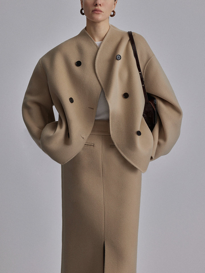 Hildreth | Women Stand Collar Wool Pea Coat