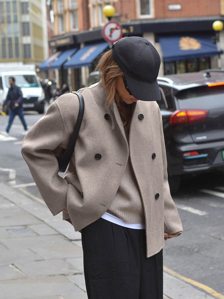 Hildreth | Women Stand Collar Wool Pea Coat