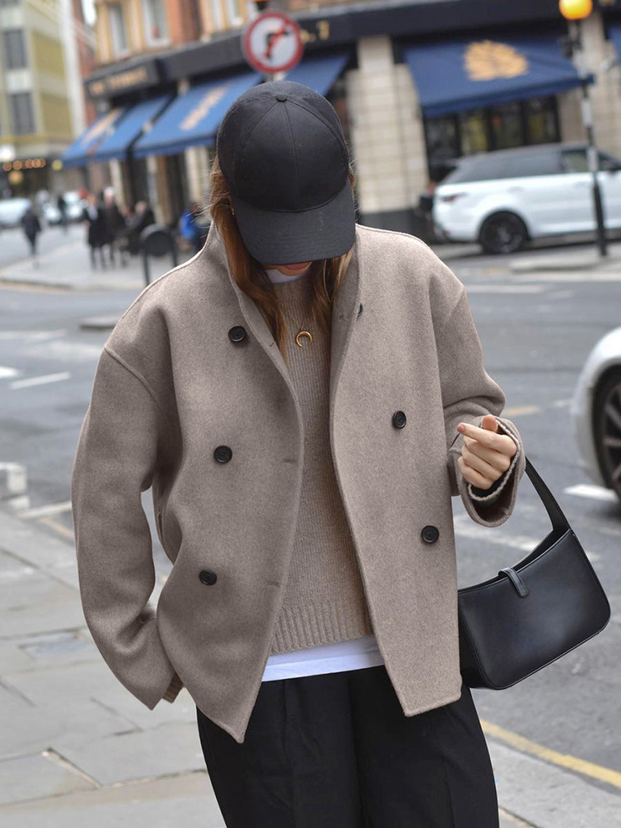 Hildreth | Women Stand Collar Wool Pea Coat