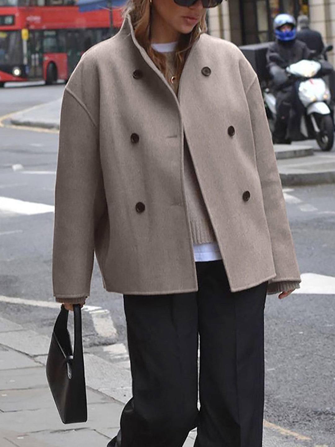 Hildreth | Women Stand Collar Wool Pea Coat