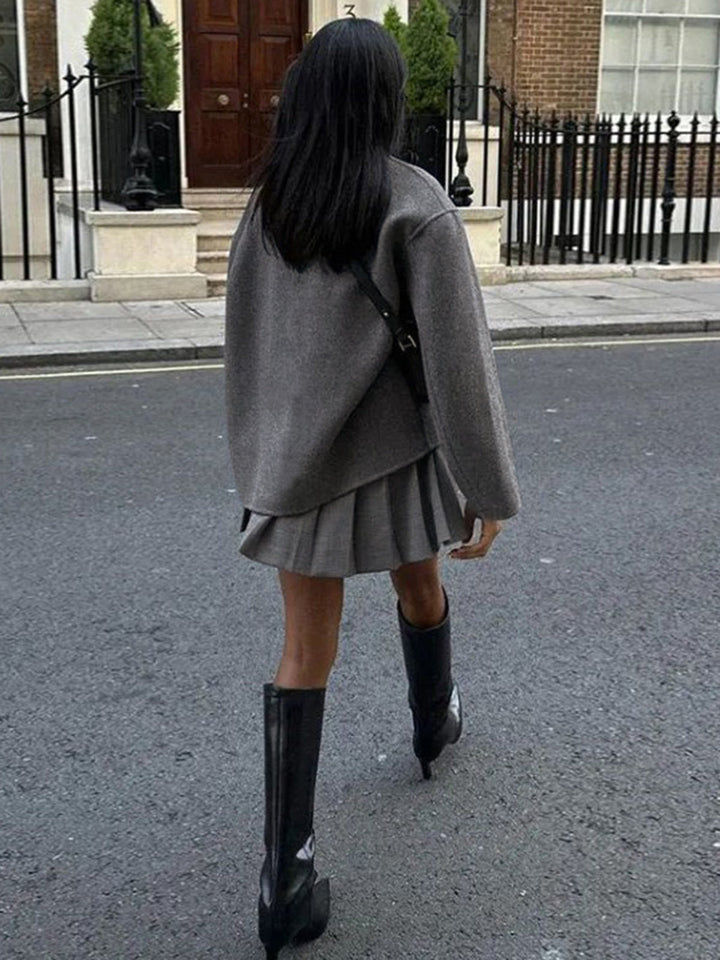 Hildreth | Women Stand Collar Wool Pea Coat