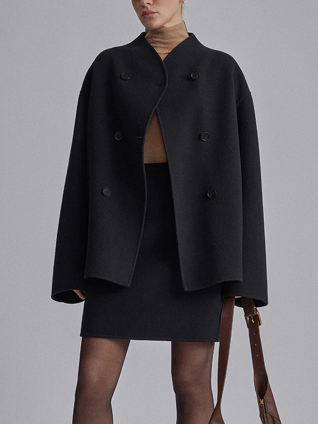Hildreth | Women Stand Collar Wool Pea Coat