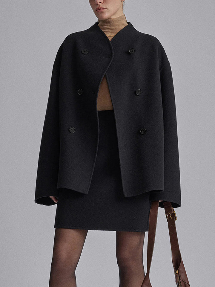 Hildreth | Women Stand Collar Wool Pea Coat