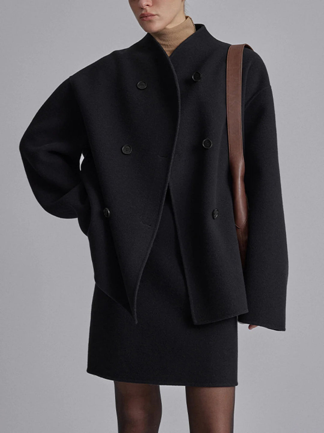 Hildreth | Women Stand Collar Wool Pea Coat