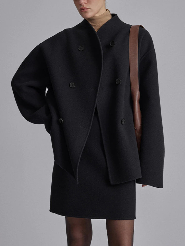 Hildreth | Women Stand Collar Wool Pea Coat