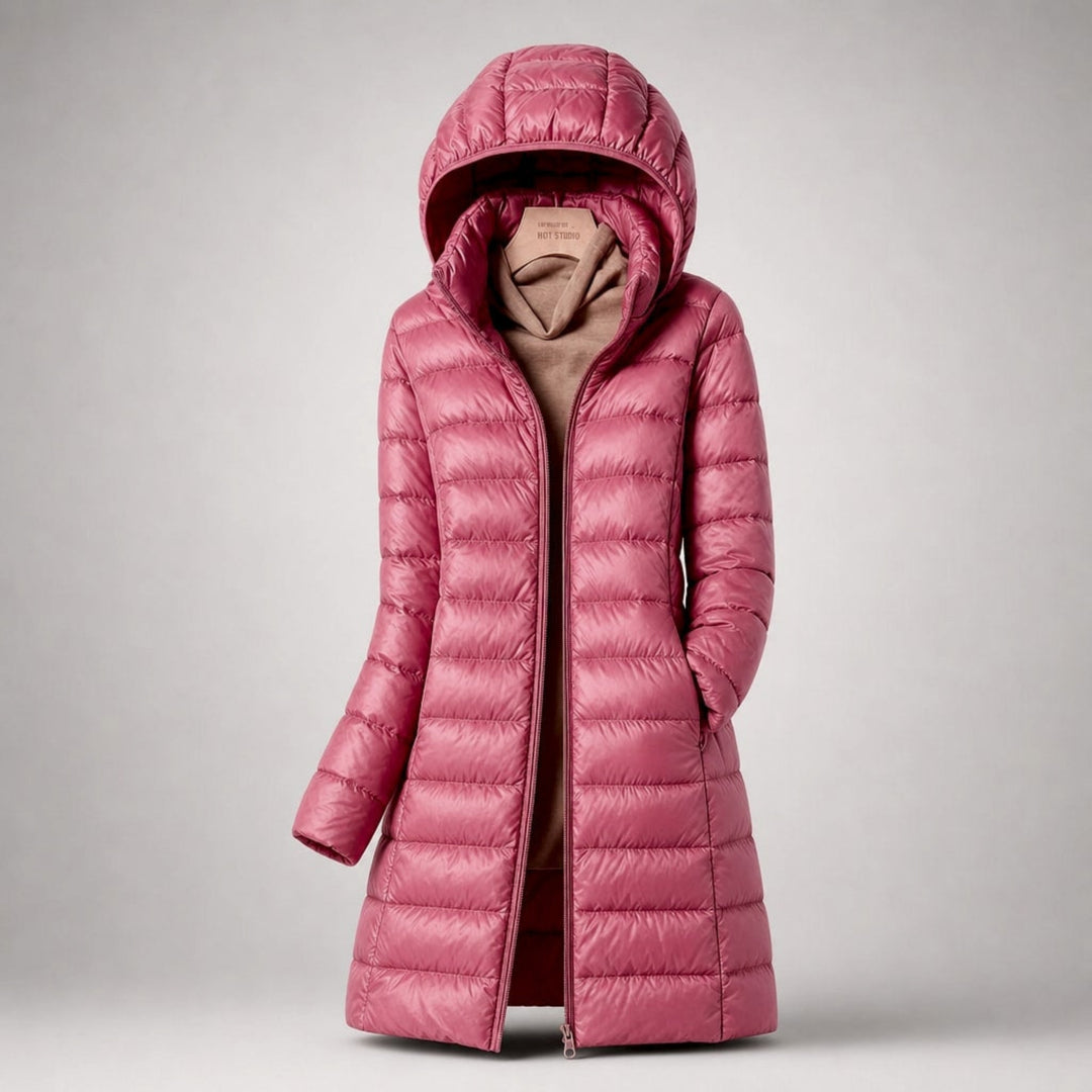 Sophie | Women's Longline Hooded Zip Puffer Jacket