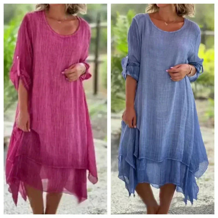 Minna | Women's Layered Long Sleeve Fall Brunch Dress