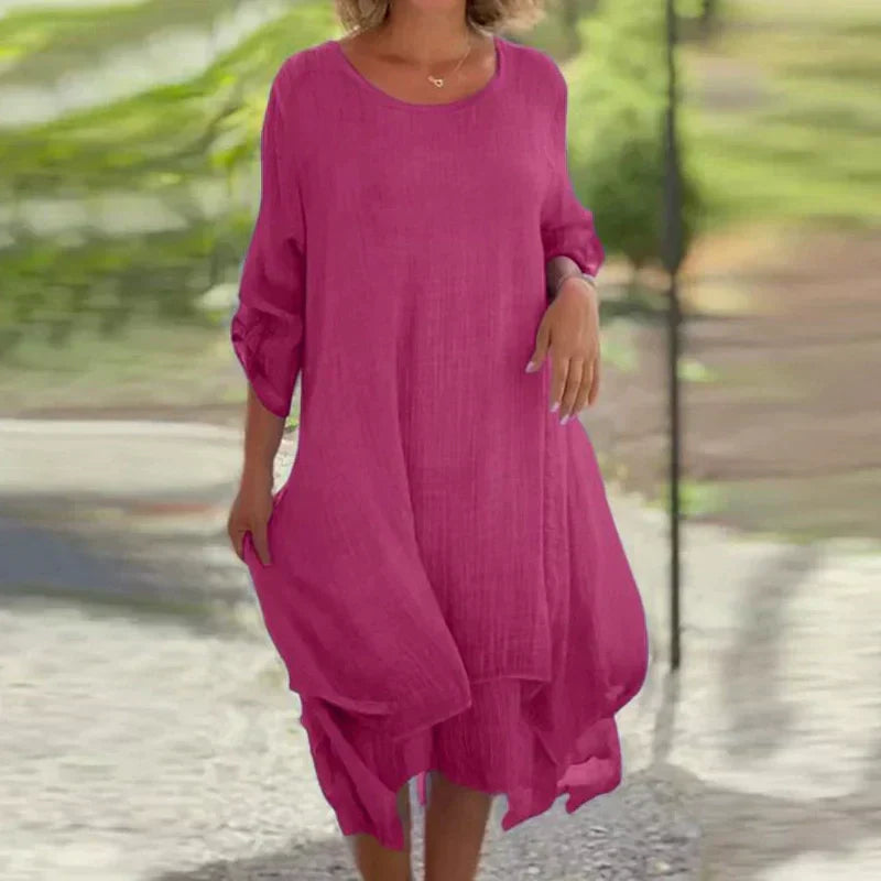 Minna | Women's Layered Long Sleeve Fall Brunch Dress