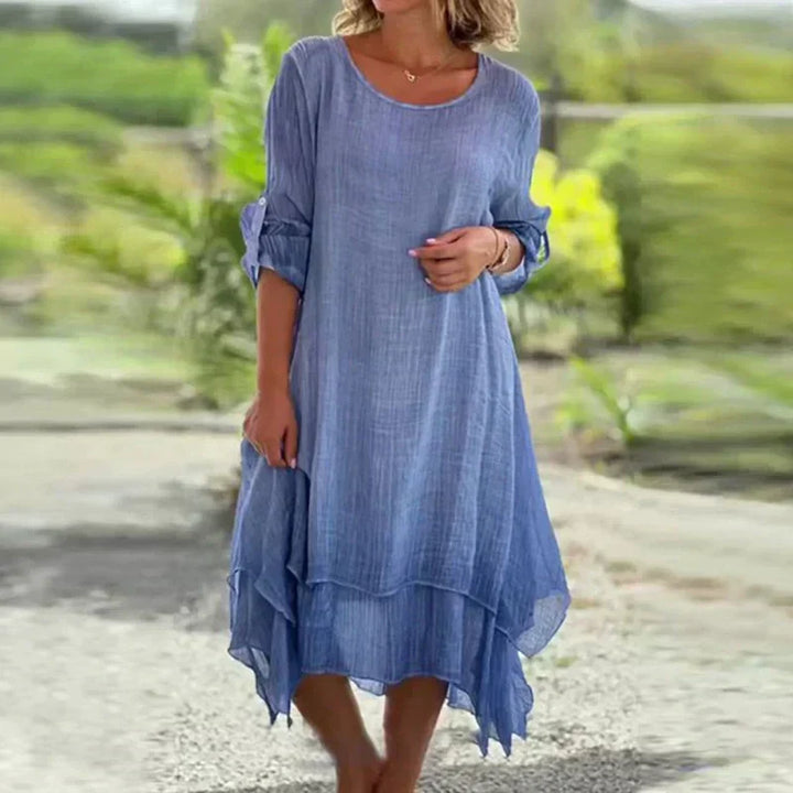 Minna | Women's Layered Long Sleeve Fall Brunch Dress