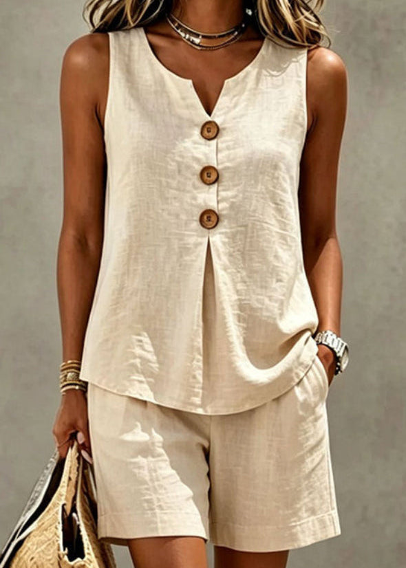 Jocasta | Women Button Front Shorts Two Piece Set