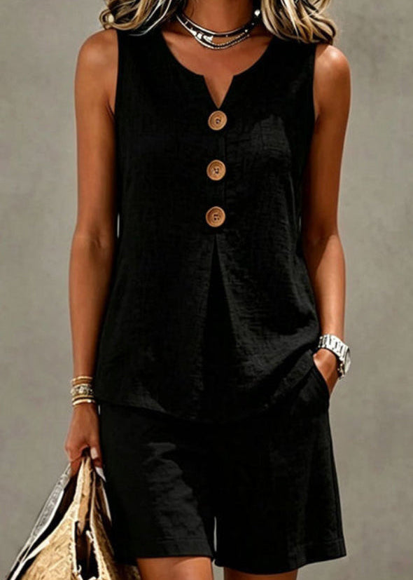 Jocasta | Women Button Front Shorts Two Piece Set