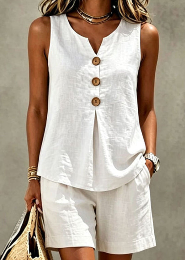 Jocasta | Women Button Front Shorts Two Piece Set