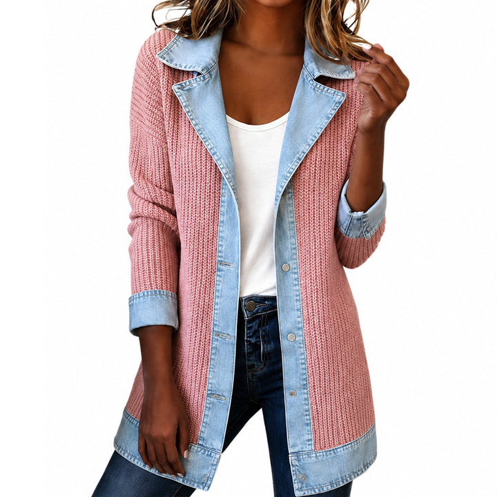 Theophania | Women Ribbed Denim Trim Jacket