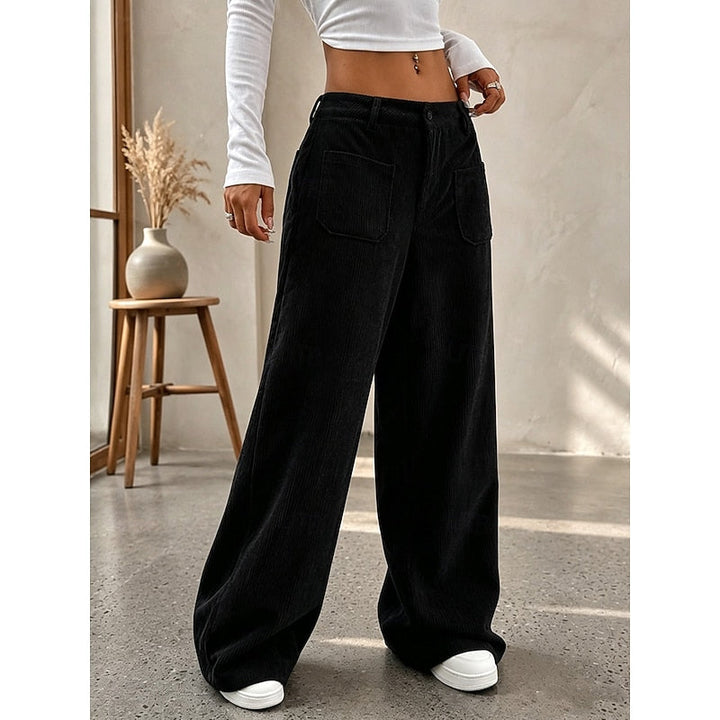 Gunhilda | Women Patch Pocket Corduroy Flowy Pants