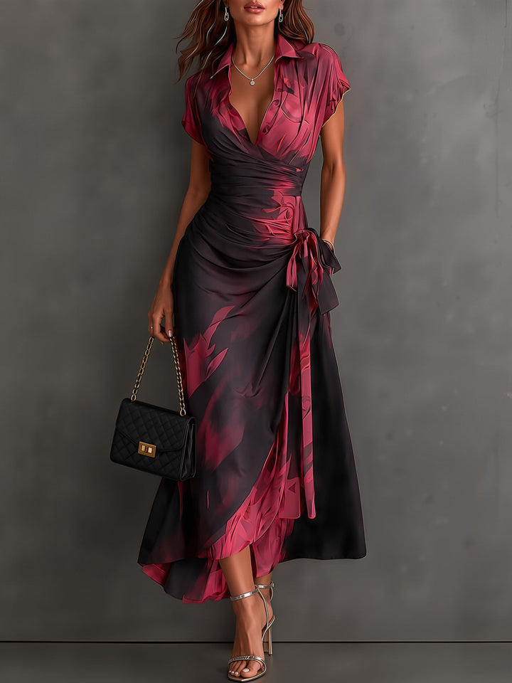 Wrenna | Women Wrap Collar Midi Dress
