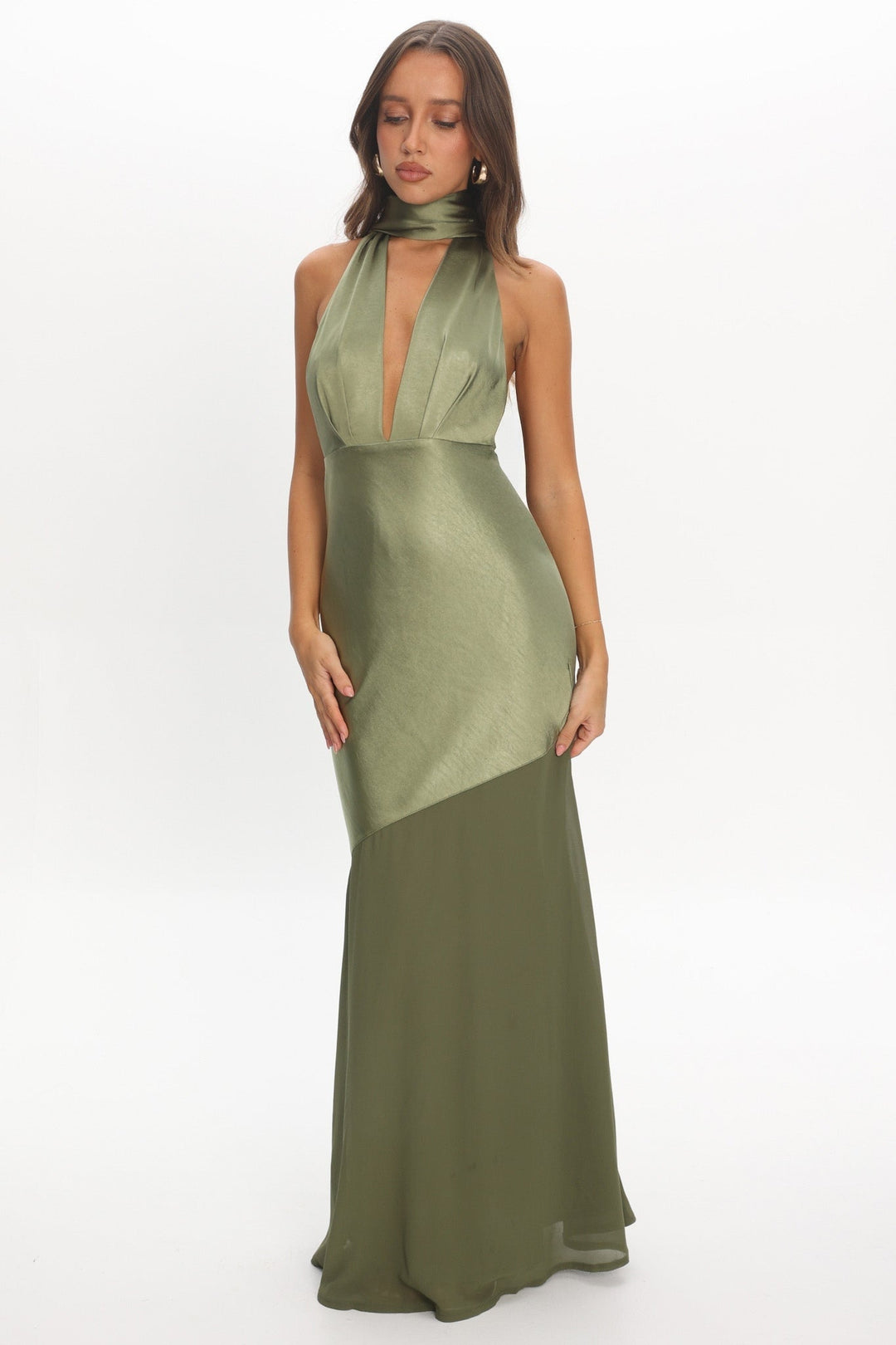 Faith | Women's Satin Halter Neck Bridesmaid Maxi Sequin Dress