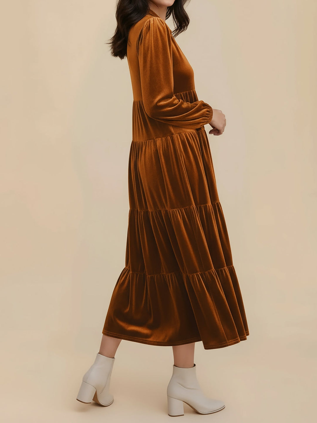 Heloise | Women Velvet Long Sleeve Autumn Wedding Guest Dress