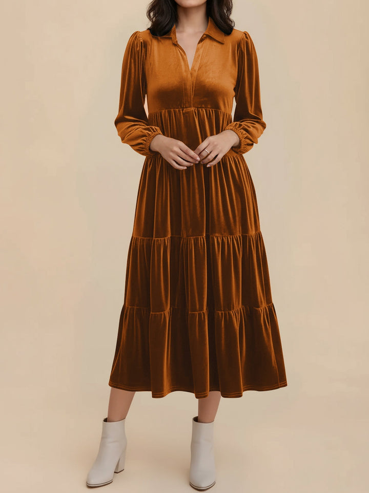 Heloise | Women Velvet Long Sleeve Autumn Wedding Guest Dress
