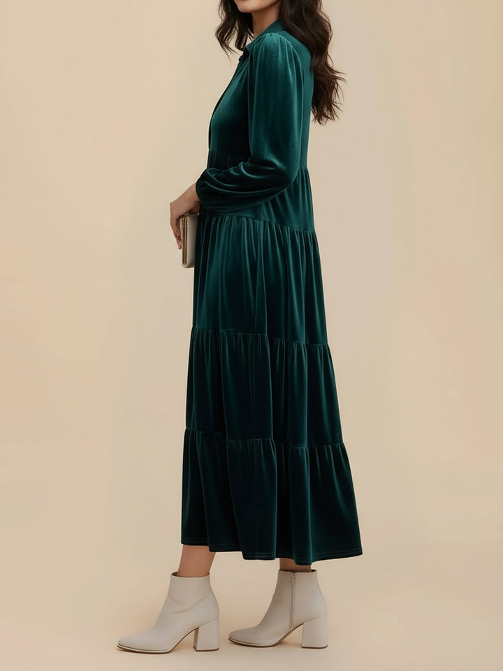 Heloise | Women Velvet Long Sleeve Autumn Wedding Guest Dress