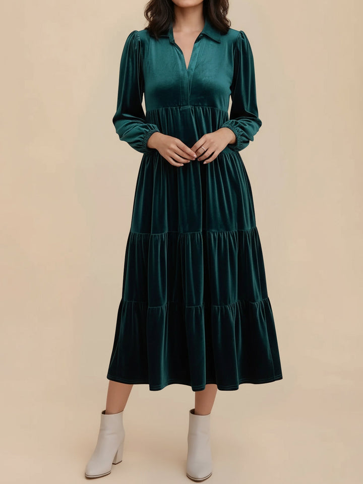 Heloise | Women Velvet Long Sleeve Autumn Wedding Guest Dress