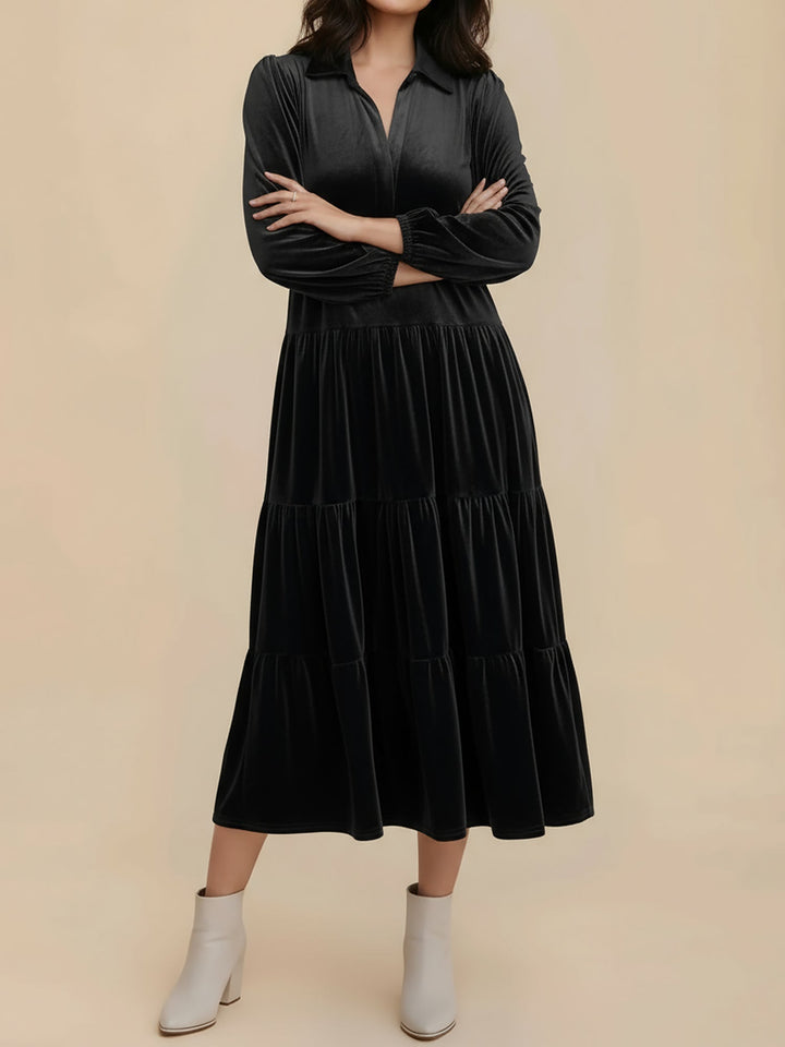 Heloise | Women Velvet Long Sleeve Autumn Wedding Guest Dress