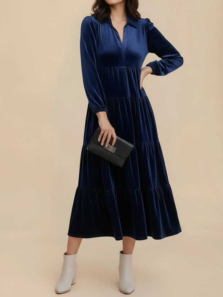 Heloise | Women Velvet Long Sleeve Autumn Wedding Guest Dress
