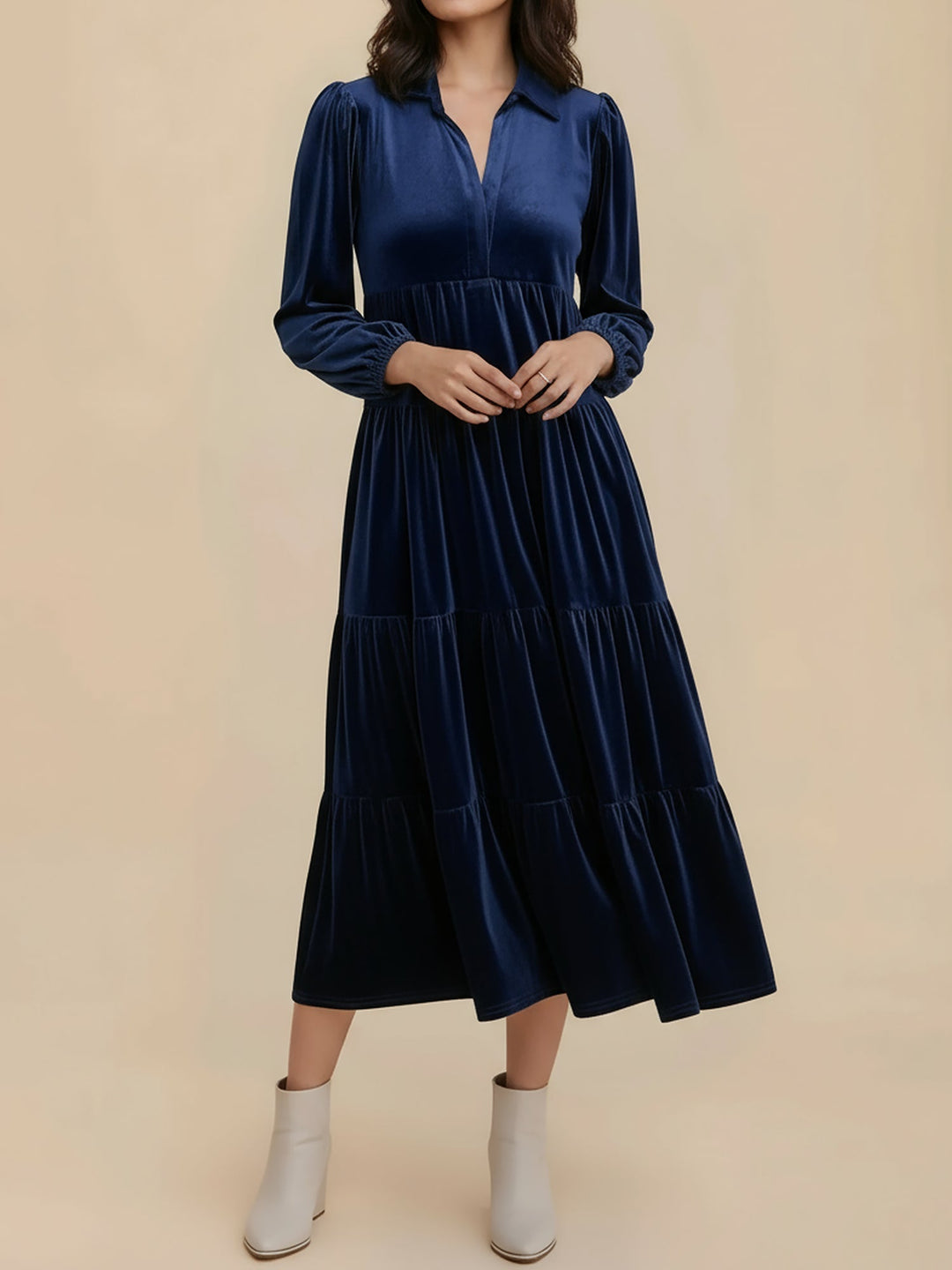 Heloise | Women Velvet Long Sleeve Autumn Wedding Guest Dress