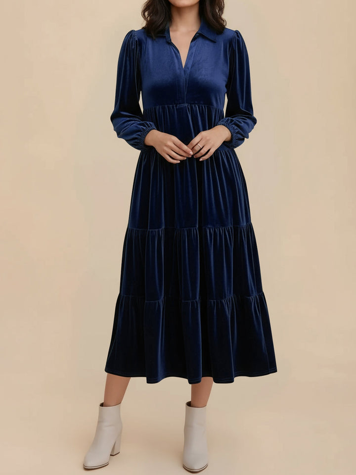Heloise | Women Velvet Long Sleeve Autumn Wedding Guest Dress