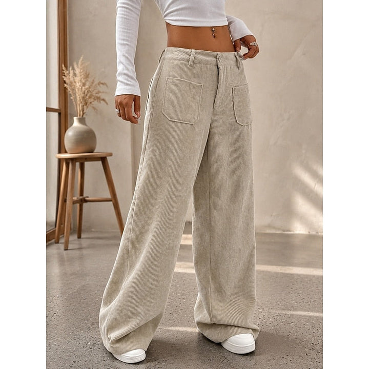 Gunhilda | Women Patch Pocket Corduroy Flowy Pants
