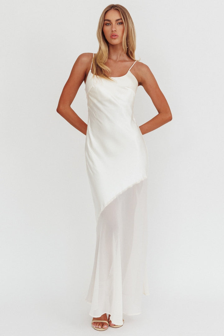 Allison | Women's Satin Bridesmaid Chiffon Maxi Dress