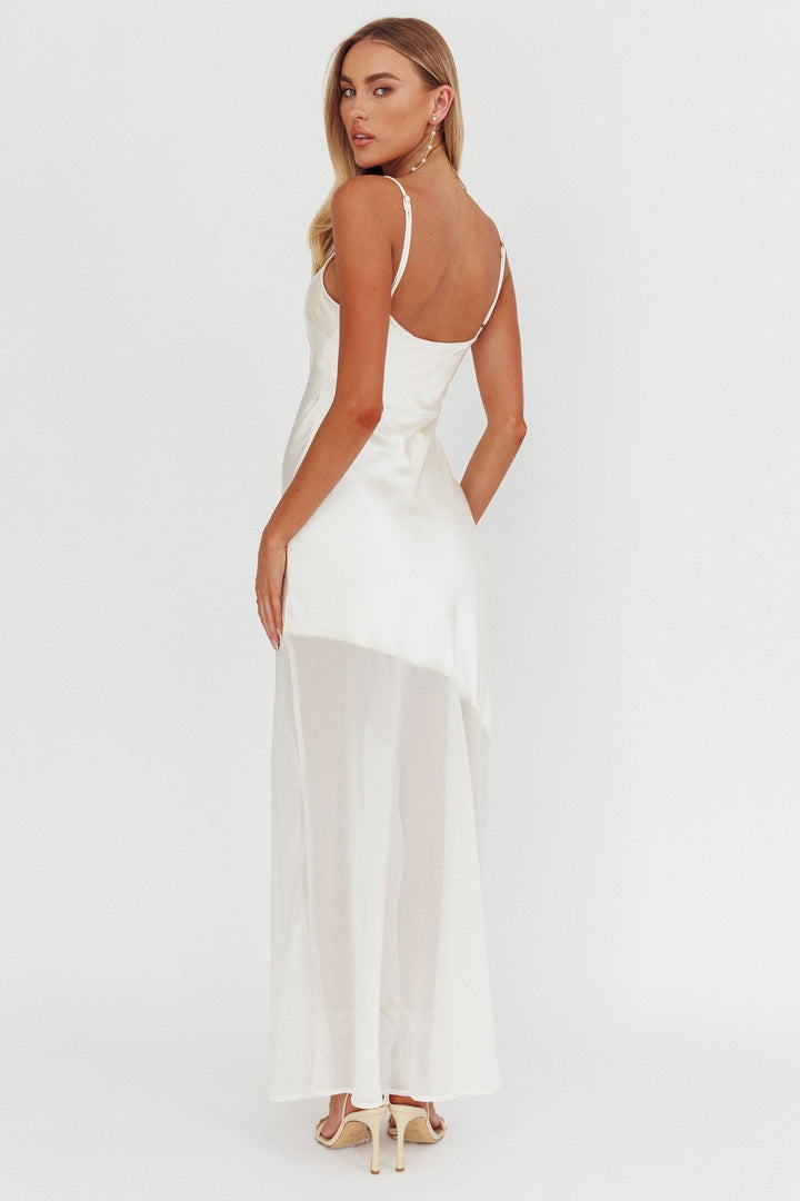Allison | Women's Satin Bridesmaid Chiffon Maxi Dress