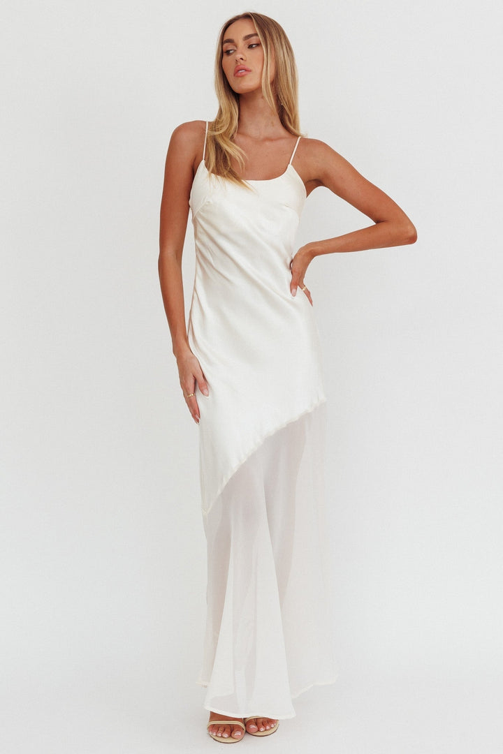 Allison | Women's Satin Bridesmaid Chiffon Maxi Dress
