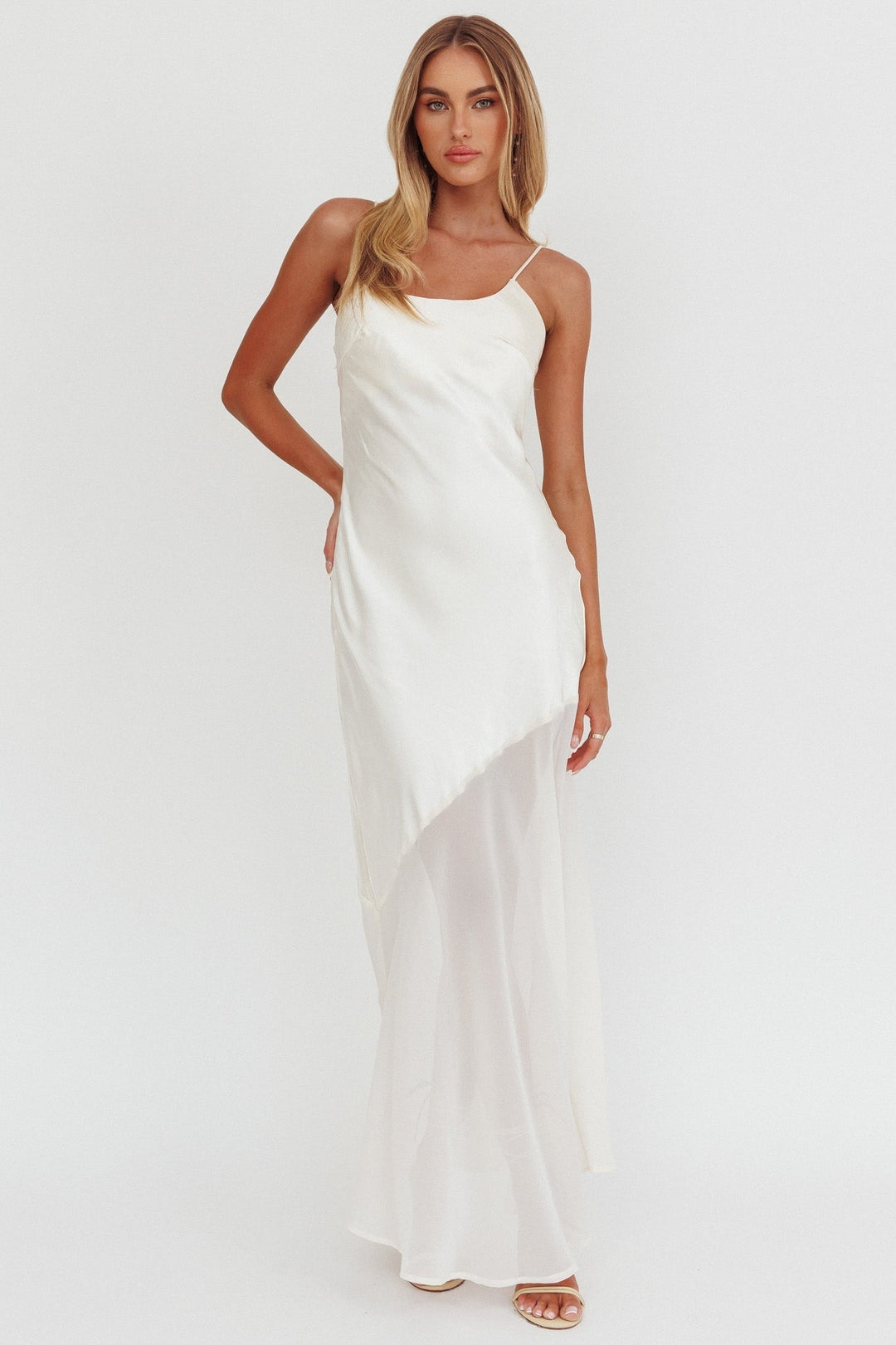 Allison | Women's Satin Bridesmaid Chiffon Maxi Dress