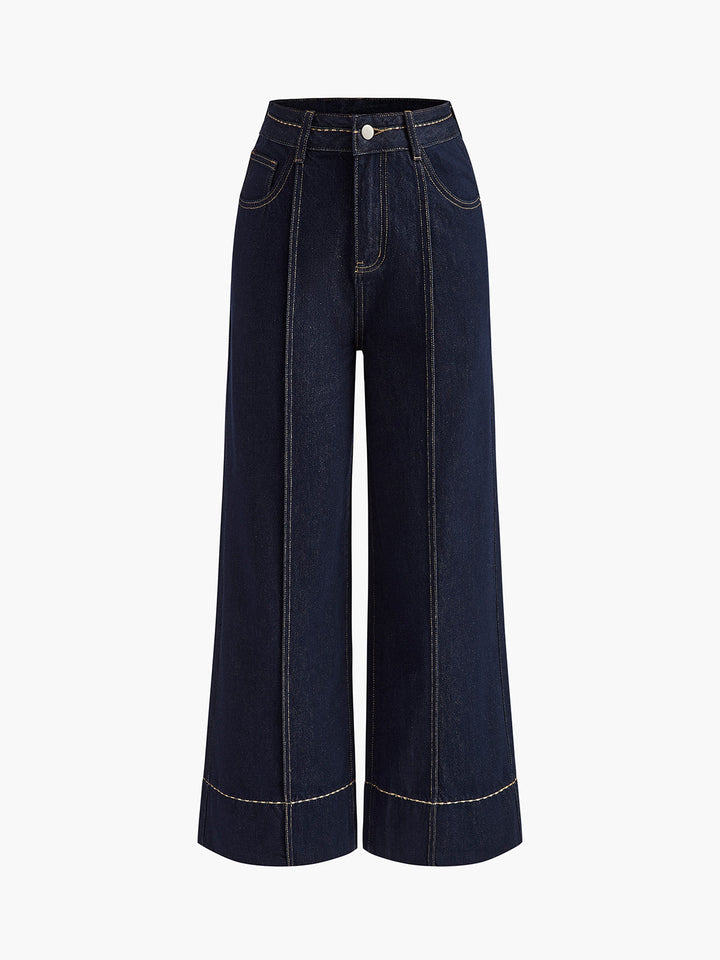 Jessamy | Women Wide Leg High Waisted Blue Jeans