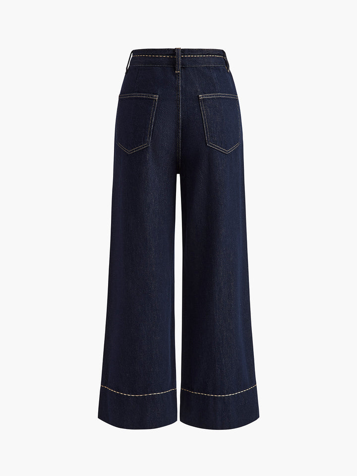 Jessamy | Women Wide Leg High Waisted Blue Jeans