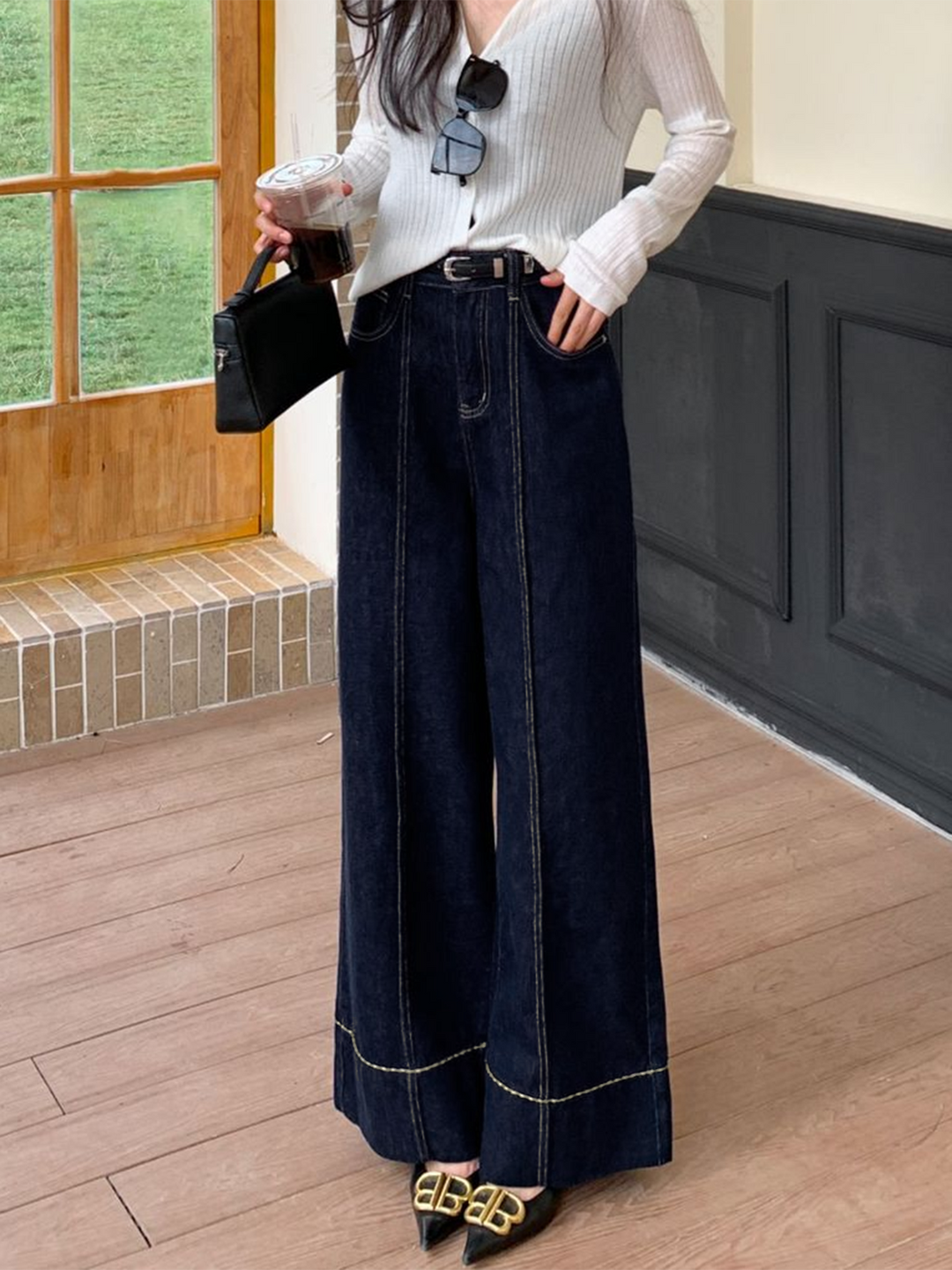 Jessamy | Women Wide Leg High Waisted Blue Jeans