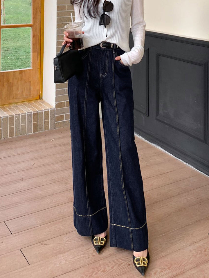 Jessamy | Women Wide Leg High Waisted Blue Jeans