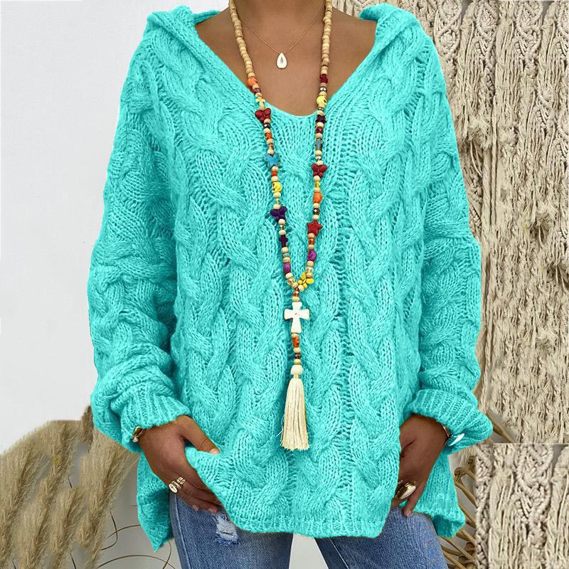 Auda | Women Hooded Cable Knit Sweater