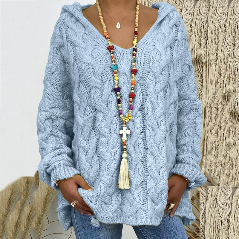 Auda | Women Hooded Cable Knit Sweater