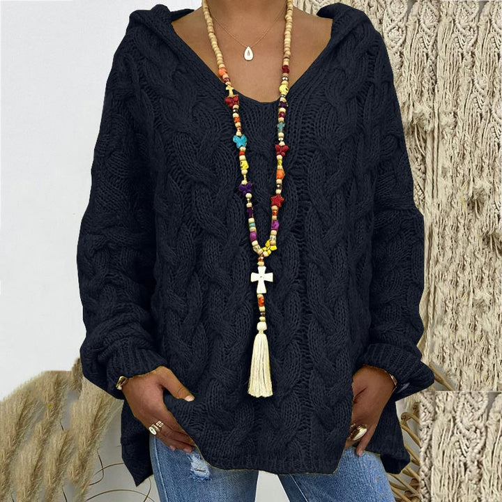Auda | Women Hooded Cable Knit Sweater
