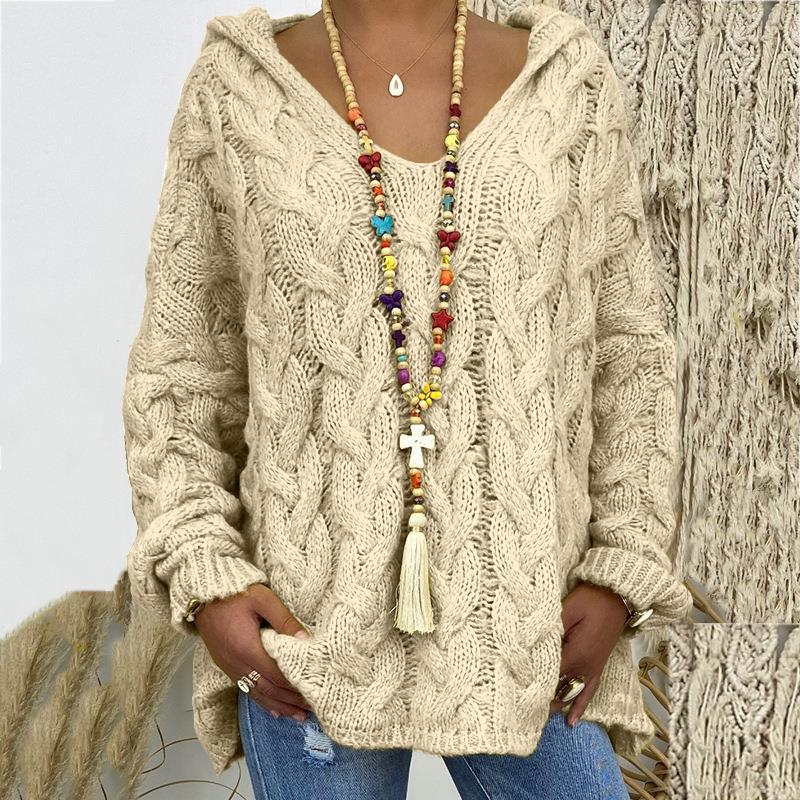 Auda | Women Hooded Cable Knit Sweater
