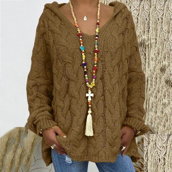 Auda | Women Hooded Cable Knit Sweater