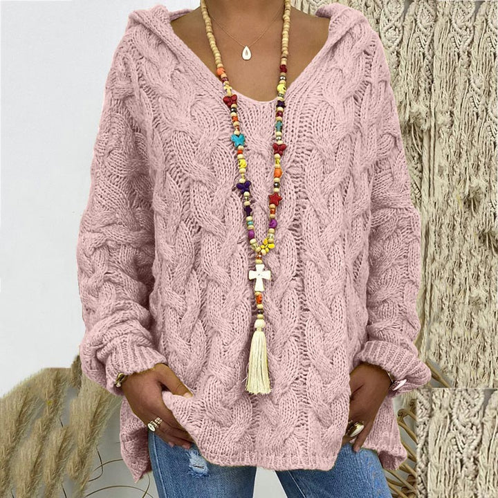 Auda | Women Hooded Cable Knit Sweater
