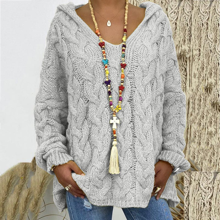 Auda | Women Hooded Cable Knit Sweater