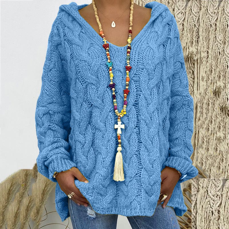 Auda | Women Hooded Cable Knit Sweater