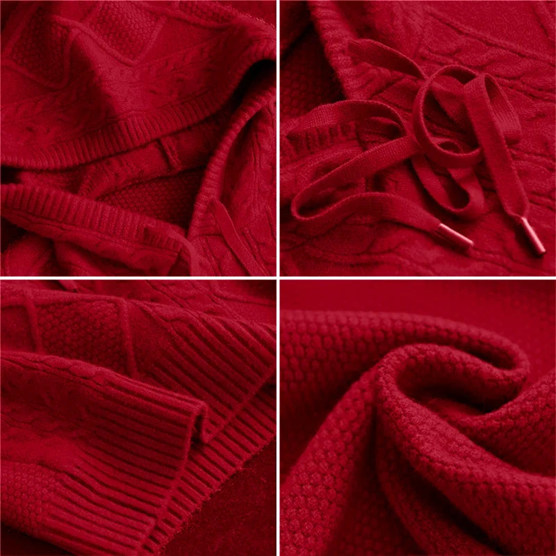 Annalise | Women's Striped Hooded Cable Knit Sweater