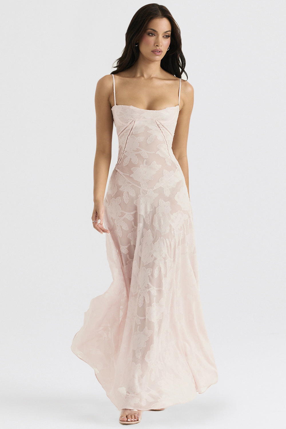 Gwenllian | Women Spaghetti Strap Lace Maxi Dress