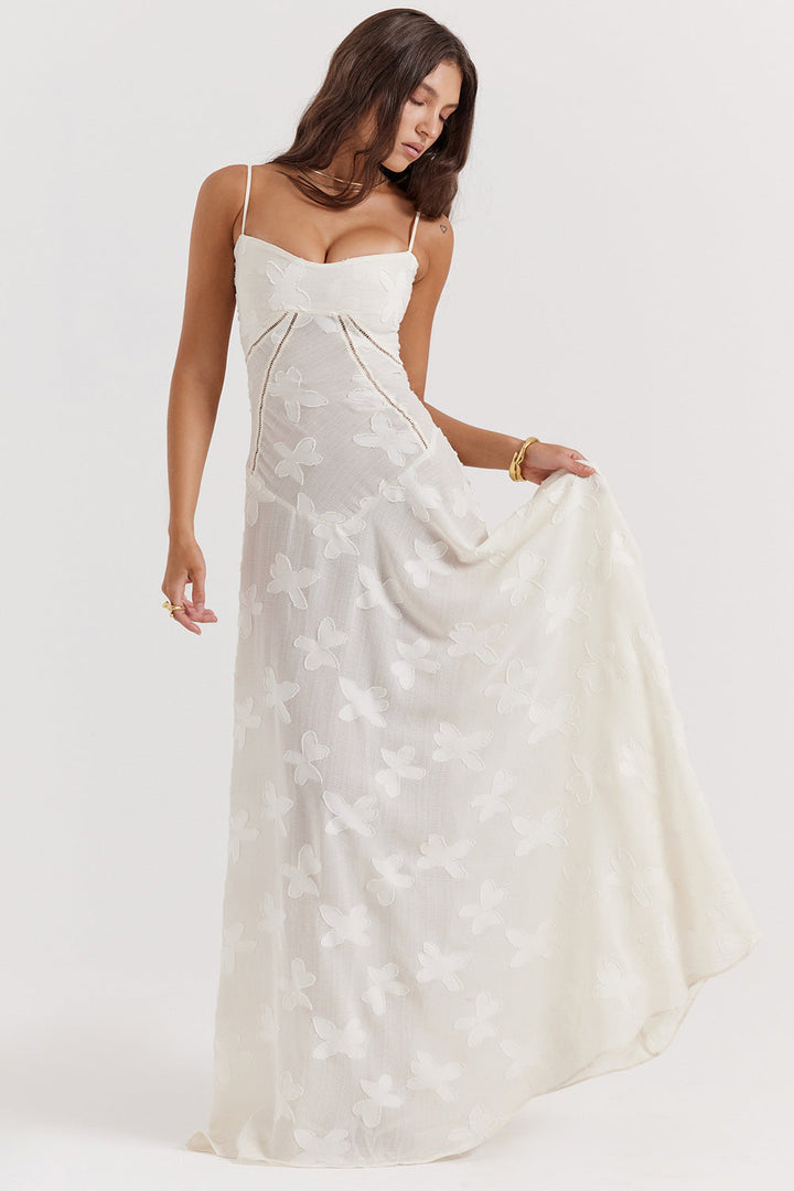 Gwenllian | Women Spaghetti Strap Lace Maxi Dress