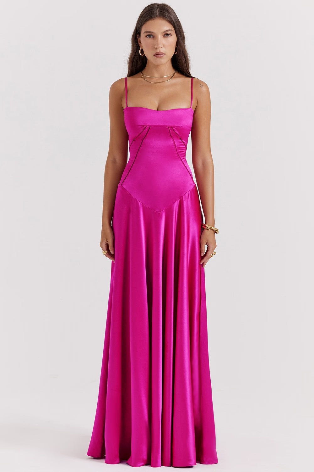 Gwenllian | Women Spaghetti Strap Lace Maxi Dress
