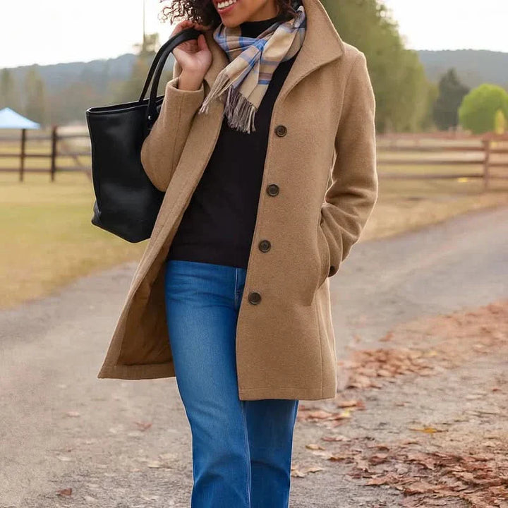 Rose | Women's Lapel Button Front Wool Coat